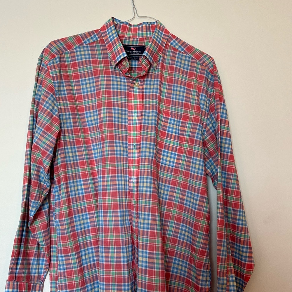 Vineyard Vines Red and Blue Plaid Shirt